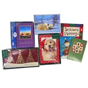 Mixed lot Christmas Trees Polar Bears Merry Christmas Puppy Dog Money Cards